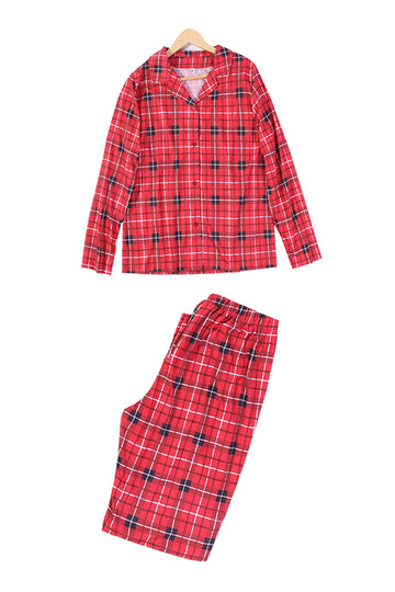 Rødrutete familiejulepyjamas